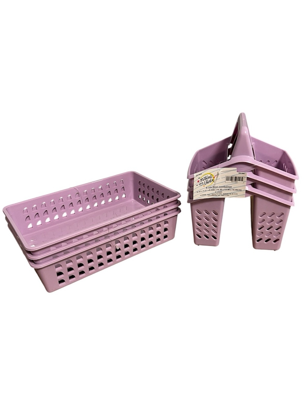 6-Count Storage Plastic Basket & Caddy Set-Light Purple-Gift Baskets Set- NEW